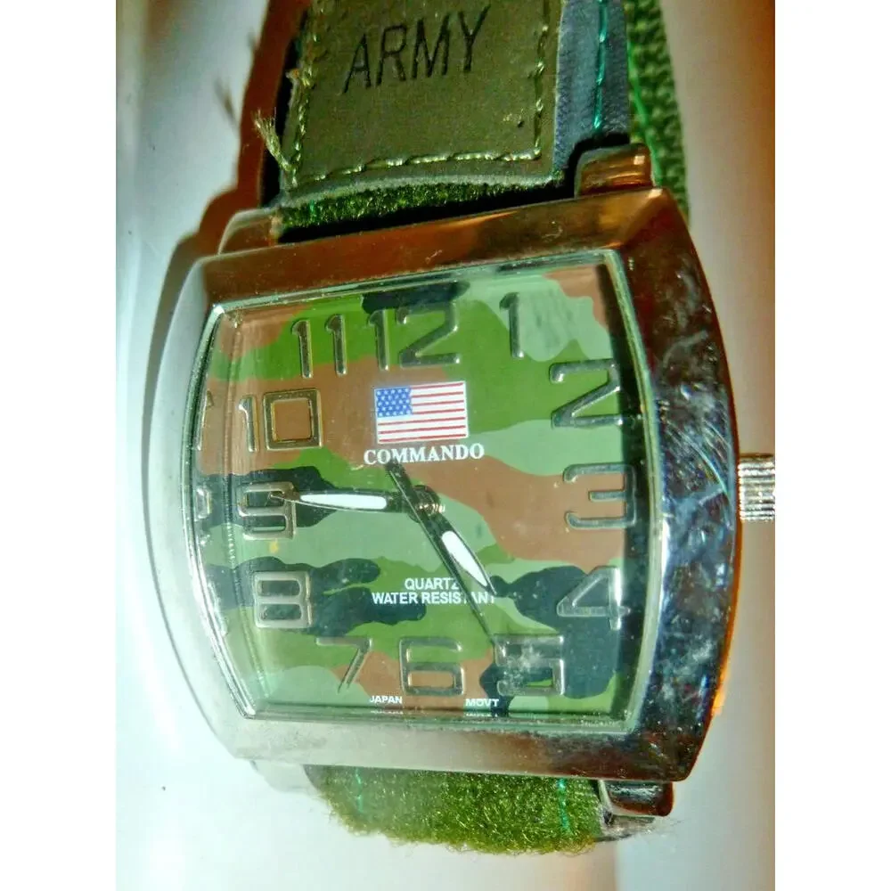 Army Watch Camo Band Commando‎ Quartz Water Resistant Compass Men Good